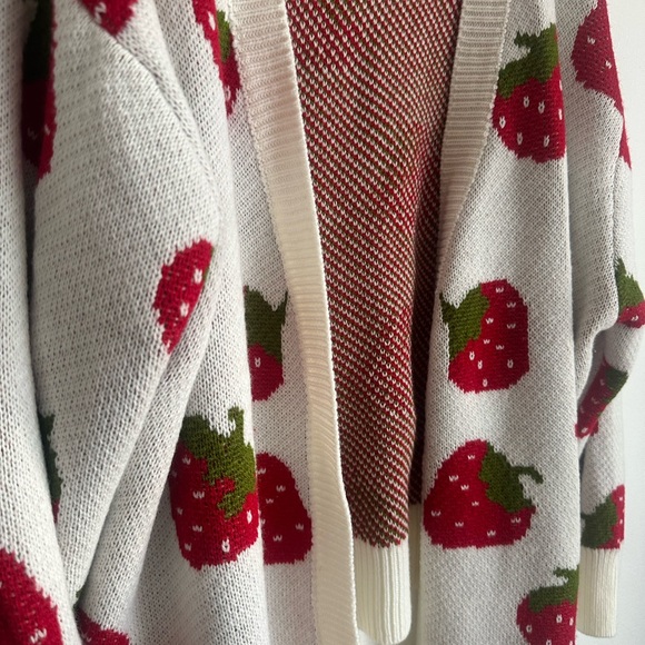 Strawberry Print Women's Cardigan - Picture 2 of 6